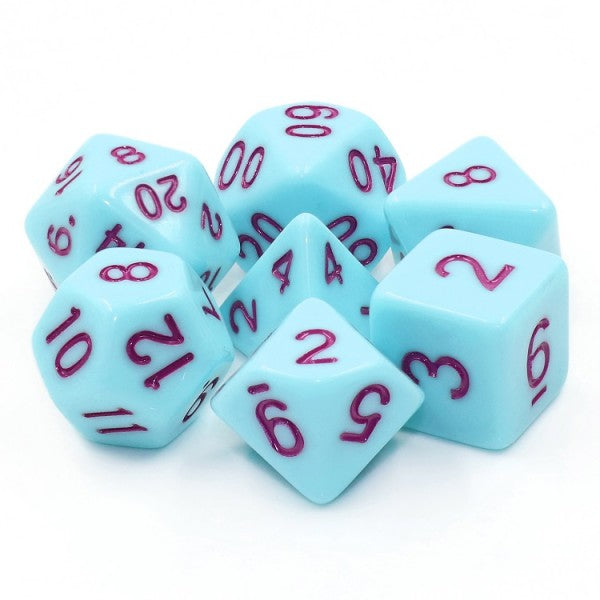 Blue Jay 7pc Dice Set inked in Rose